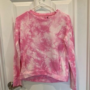 ALL IN MOTION GIRLS SIZE L PINK TIE DYE SWEATERSHIRT